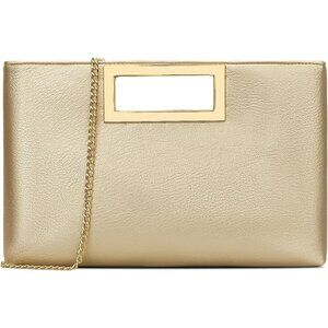 Women’s Gold Leather Imported Magnetic Evening Purse Hand Bags